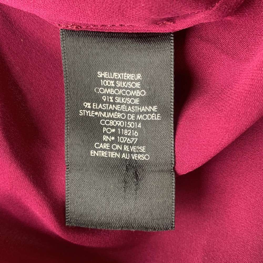 ALICE + OLIVIA 'Currant' Purple 100% Silk Top with Neck Tie Blouse Size XS - Picture 13 of 16